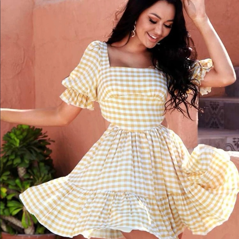 LOVE&LEMONADE gingham dress, size Medium
